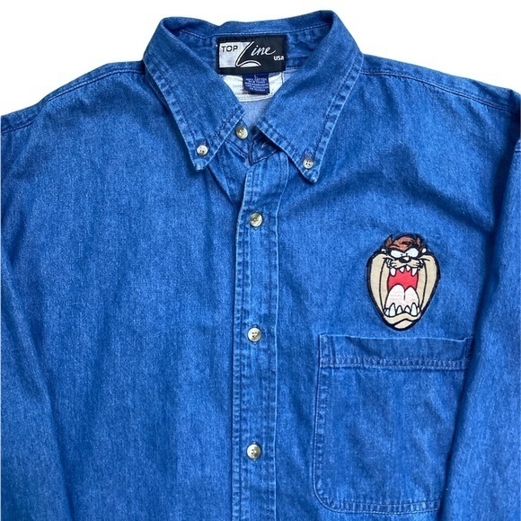 Vintage Looney Tunes Tasmanian Devil Jean Shirt Sz. L - Picture 2 of 10